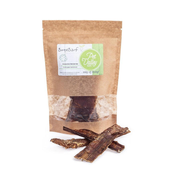 BoneBarf beef esophagus treat for dogs, 100% beef, gluten-free and low-fat, high in nutrition.