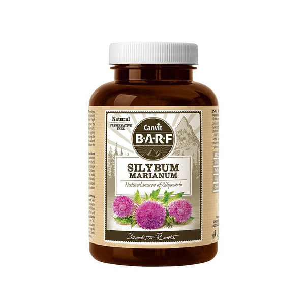 Canvit Silybum Marianum supplement for liver health, rich in silymarin, packed in a 160g jar.