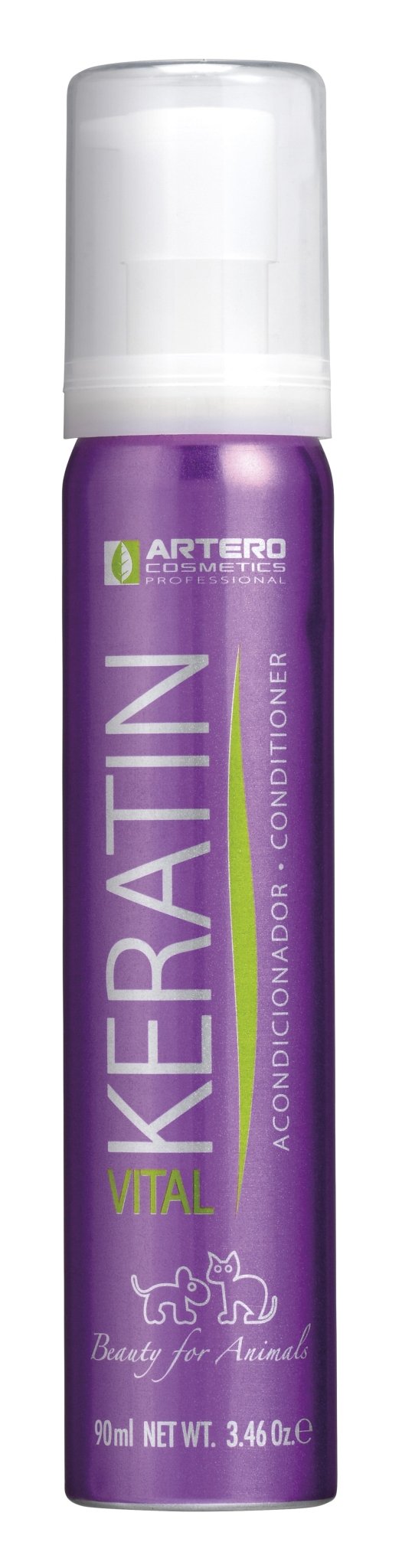 Keratin hair mask for pets, 90ml, restores softness and shine to fur, no rinse needed.