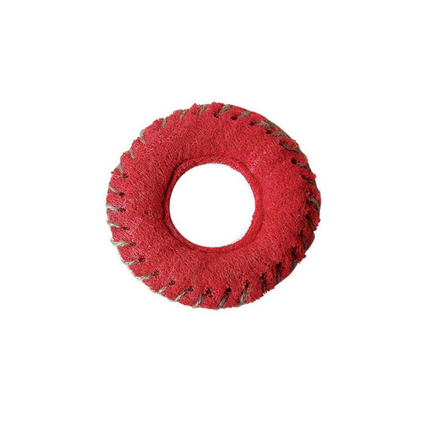 Луфа дентална играчка Донът в червен цвят, изработена от естествени влакна, безопасна за кучета.