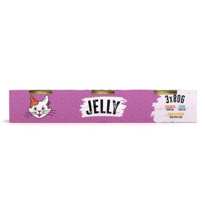 Mr. Bandit Jelly Mix pack containing 3 x 80g servings for cats, featuring chicken and tuna in jelly.